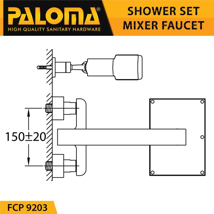 PALOMA FCP 9203 Shower Tiang Set Column Mandi Keran Kran Panas Dingin HITAM BLACK SERIES