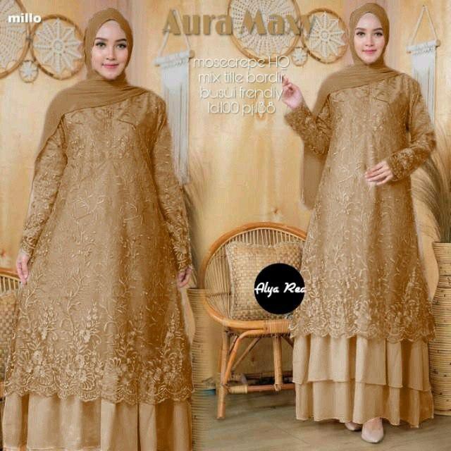 Aura Maxi gamis turki Bruklat turky Standar Jumbo LD 120 cm