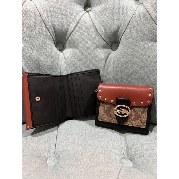 Coach Georgie Small Wallet in Colorblock Signature with Rivets