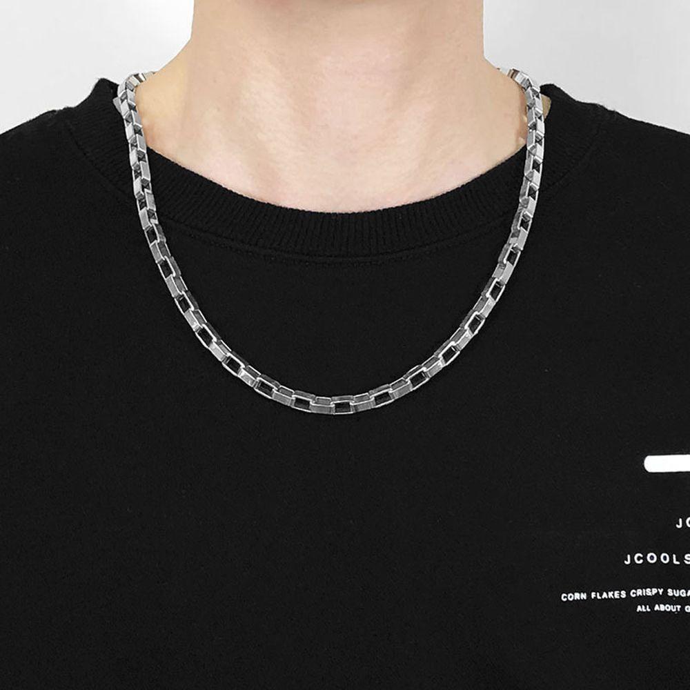 NEEDWAY Kalung Rantai Pria Trendi Vintage Hiphop Pasangan Jalan Perhiasan Leher Baja Titanium