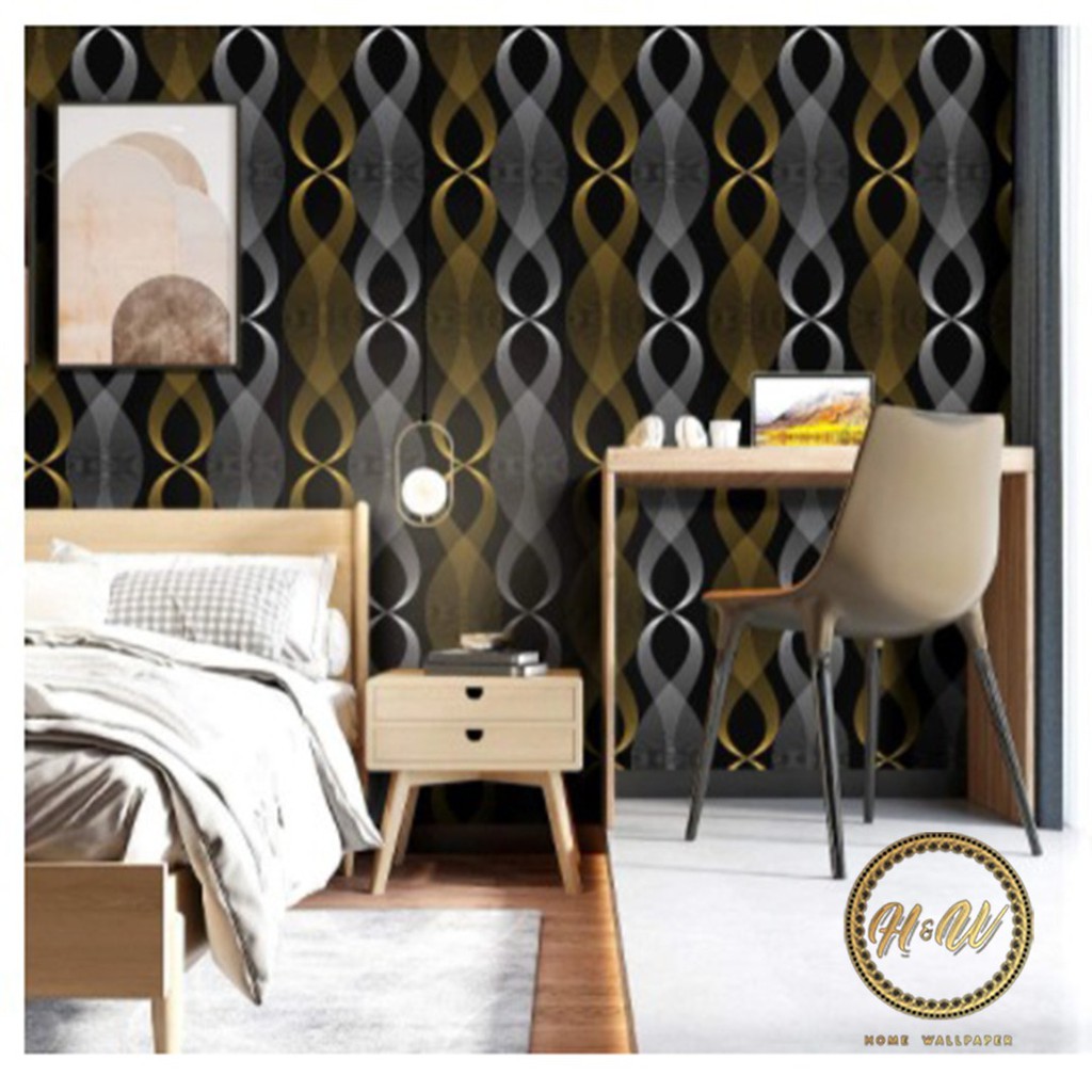 Wallpaper Dinding Warna Hitam / Gold 8 - Wallpaper Dinding Hitam - Kamar Studio Wallpaper - 10 Meter