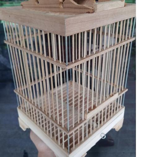 ゲ Sangkar burung kecil kayu jati untuk burung prenjak colibry paling murah