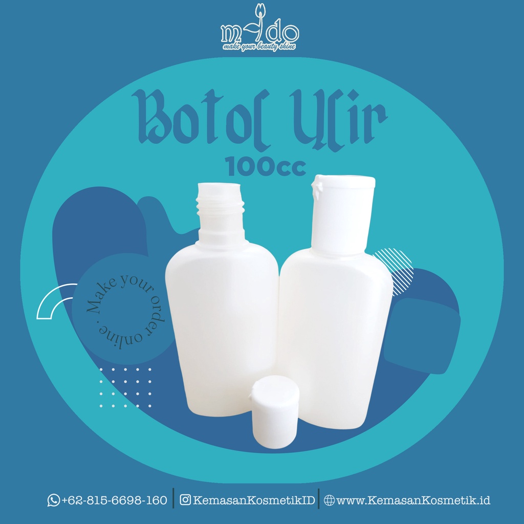 Botol Ulir 100 cc / Fliptop / Botol Toner / Botol Kosmetik / HDPE / White toner
