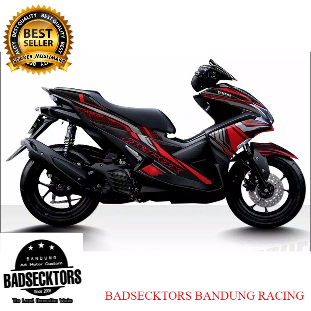 Decal Motor Aerox motif Grafis merah abu keren