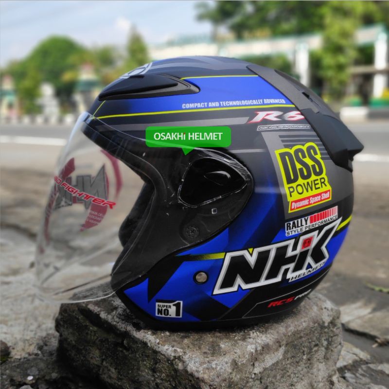 NHK R6 Rally Blue Black Doff Biru Motif DSS Power- Professional Racing Helmet- Technology From Japan