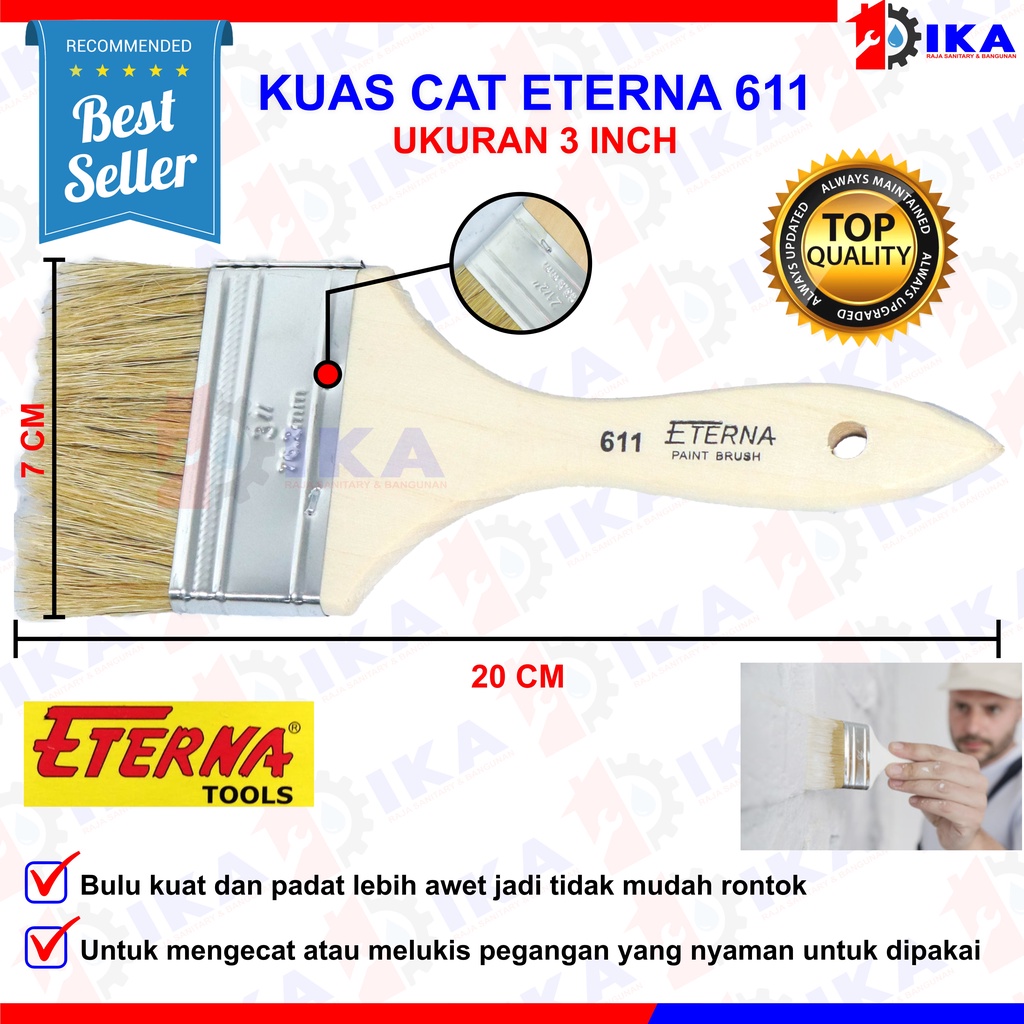 KUAS ETERNA 611 633 ASLI/ CAT TEMBOK BESI KAYU ASLI BULU KUAT FINISHING HALUS KAYU TRIPLEK MINYAK ROLL