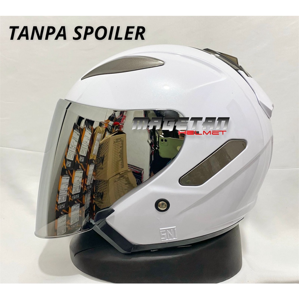 HELM VRC CENTRO SOLID/POLOS (paket ganteng spoiler)-PUTIH tanpa spoiler