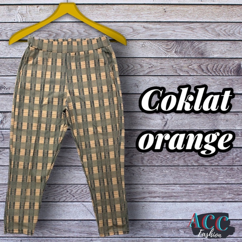 CELANA KOTAK KOTAK BIG SIZE JUMBO WANITA PINGGANG KARET BAHAN MELAR LEGGING TARTAN PANTS MODEL TERBARU SLIM FIT