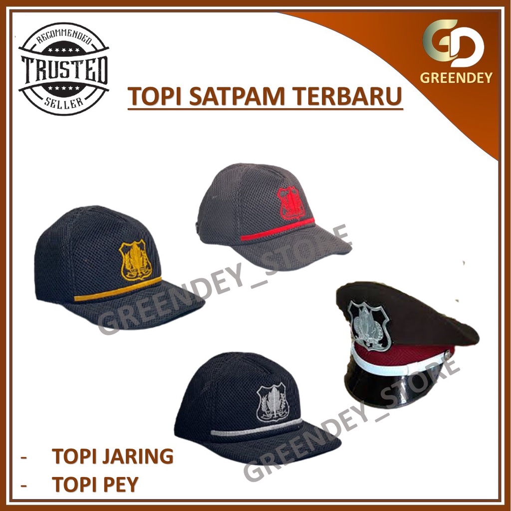 topi satpam jaring hitam pet dinas harian seragam PDH PDL satpam keamanan gada pratama madya utama
