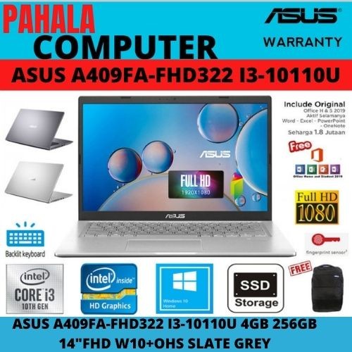 ASUS A409FA-FHD322 I3-10110u 4GB 256GB SSD 14" FHD WIN+OHS