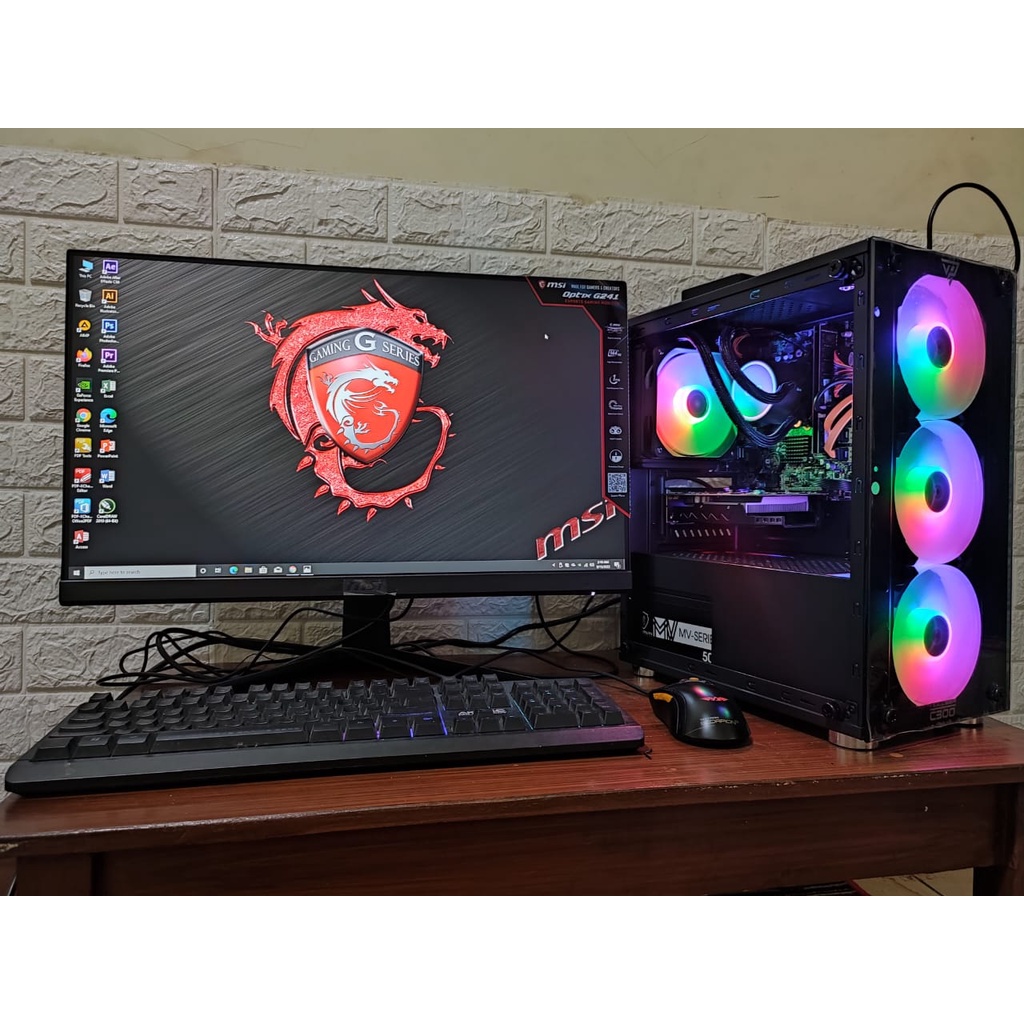 PC Editing Fulset Siap Pakai Intel I7 Ram 16GB SSD 512Gb VGA 1650 4GB LED MSI 144Hz Siap Pakai