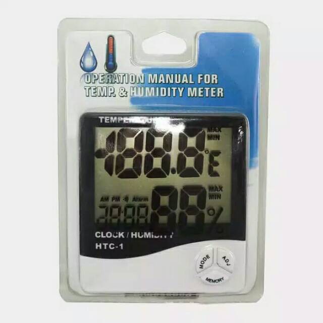 HTC 1 Thermometer, Hygrometer &amp; Clock - Temperature Humidity Meter