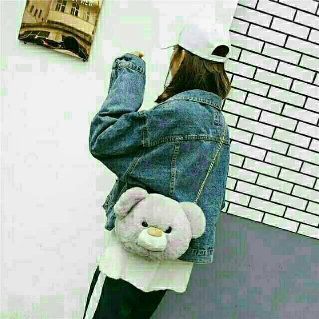 RLy Tas Selempang Boneka ANJELY Tas Bulu BISA COD Tas Tali Rantai Tas Wanita kekinian