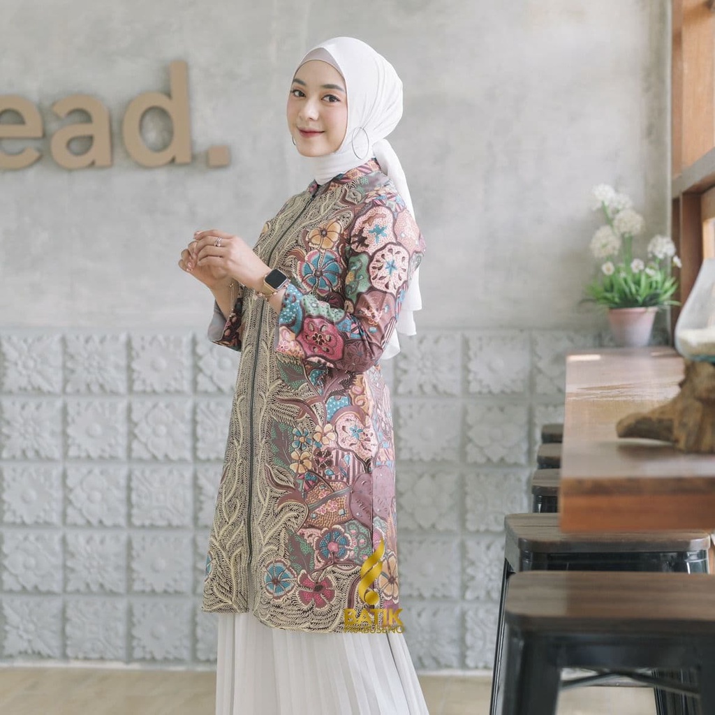 BAJU KEMEJA BATIK WANITA Prabuseno - SALSA Tunik Batik Wanita Lengan Panjang
