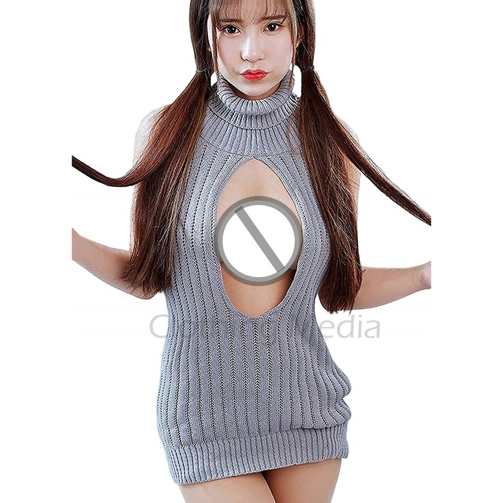 Sweater Virgin Killer V3 Tipis Dada Terbuka Cosplay Versi 3 Backless