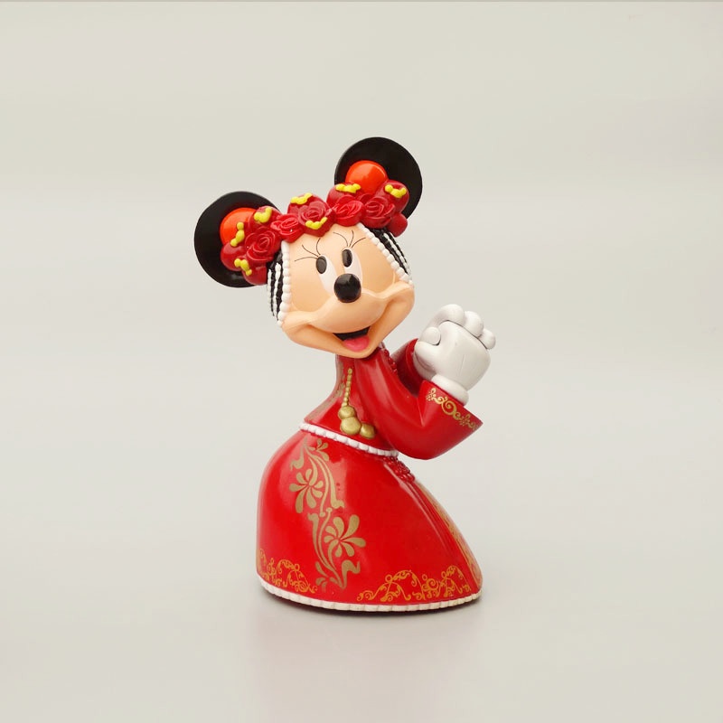 4pcs / Set Mainan Figure Disney Mickey Mouse Dress Pernikahan Minnie Mouse Gaya China Barat Untuk Dekorasi