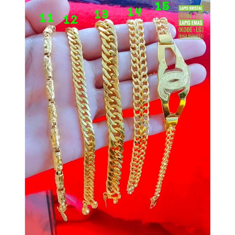 GELANG TITANIUM/Lapis Emas 24K/Lapis Kristal