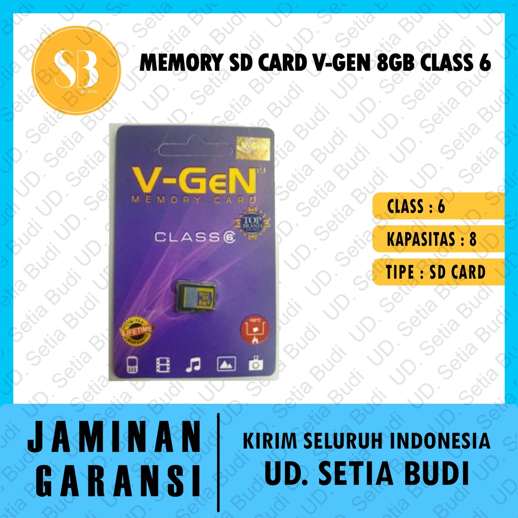 Memory SD Card V-Gen 8GB Class 6 SDHC Micro SD Asli