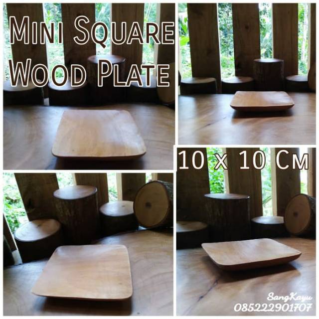 Square mini Wood plate 10x10 piring mangkok saji kotak Wooden bowl