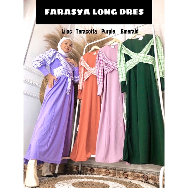 FARASYA LONG DRES WANITA BAHAN VOXY PREMIUM NGARET VINTAGE PUFFY KOREAN STYLE
