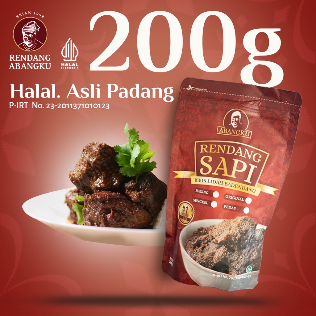 

Rendang Abangku Asli Padang - Randang Daging Sapi Halal PIRT Original Spicy 200gr