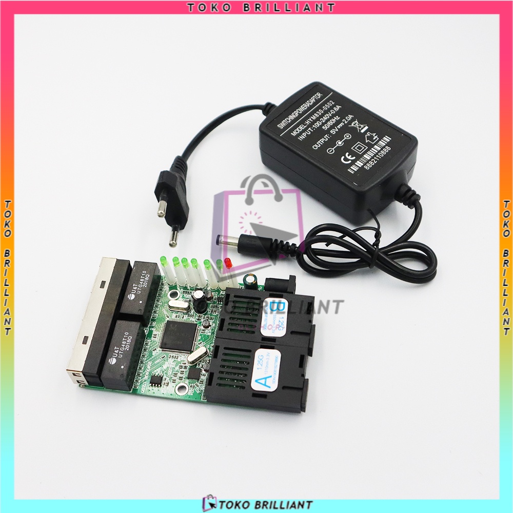 2SC 4 RJ45 2F4E Ethernet PCBA board 10/100/1000M switch 4 RJ45 UTP 2 SC Gigabit Fiber Optical Media Converter [Bisa Bayar Ditempat]