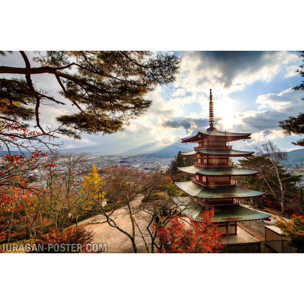 Hiasan Dinding Poster Pemandangan Alam Gunung Fujiyama Jepang 02