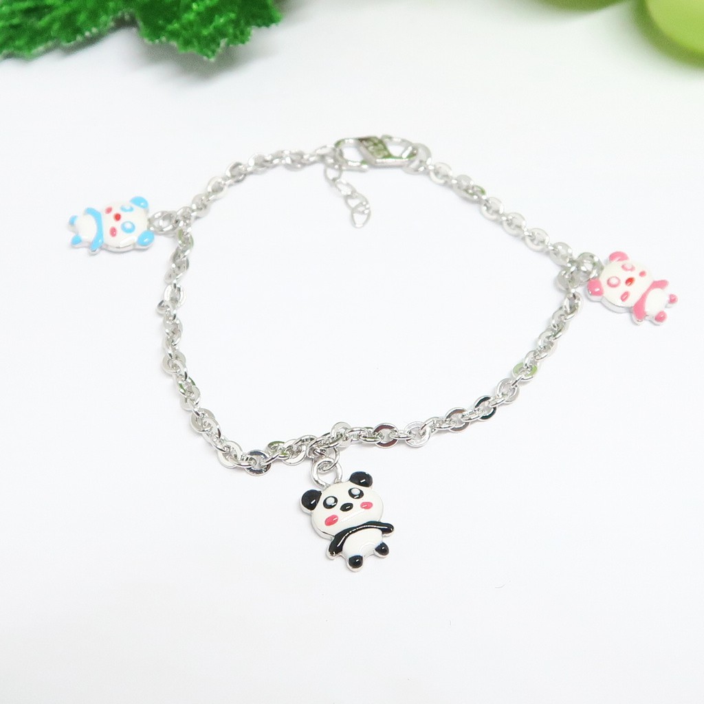 BCGA074 GELANG ANAK BAYI BALITA PANDA 3W PERAK SILVER 925 LAPIS EMAS ASLI ORIGINAL
