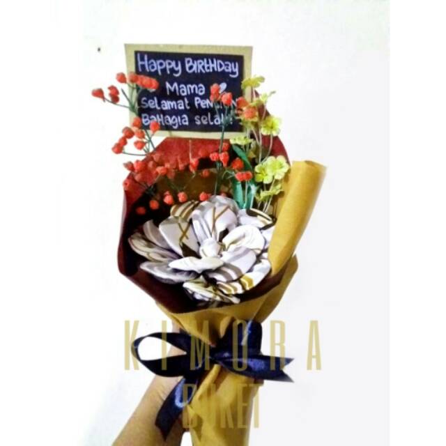 Buket hijab / buket wisuda / buket murah / satin motif / buket custom