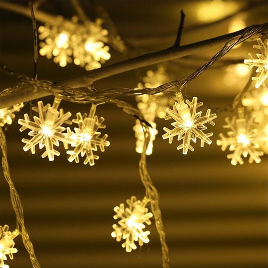 Lampu Hias Dekorasi Snowflake Christmas Light Battery 20 LED - Warm White