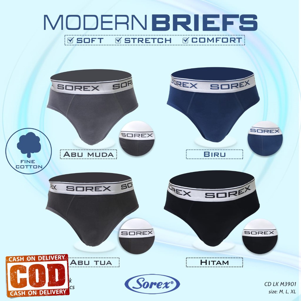 CD Cowok - Celana Dalam Pria Katun Sorex Model Basic M3901