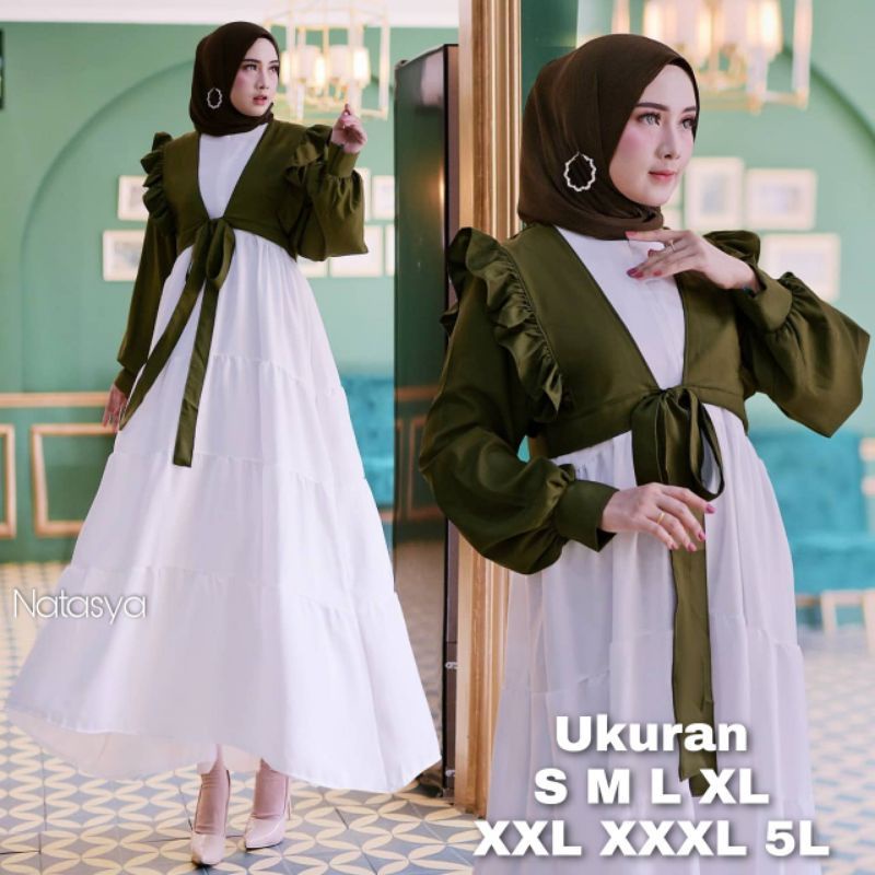 Natasya Dress Set Inner + Outer Jumbo, gamis jumbo set