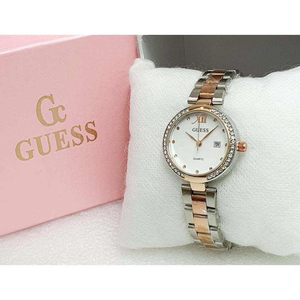 Jam Tangan Wanita C2854T Tali Rantai Tanggal Aktif Free Box Exclusive &amp; Baterai