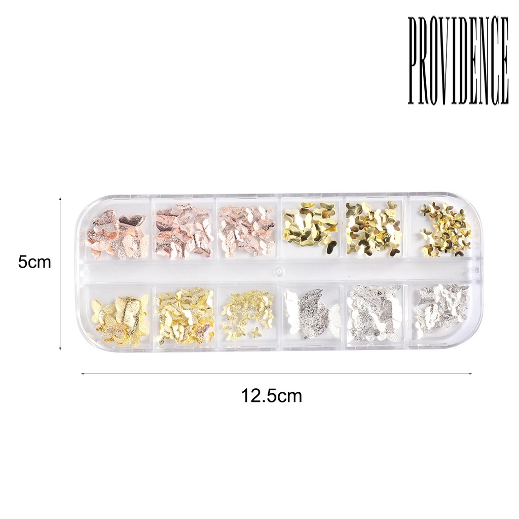 1 Kotak Ornamen Kupu-Kupu 3D Bahan Metal Tahan Karat Untuk Dekorasi Nail Art