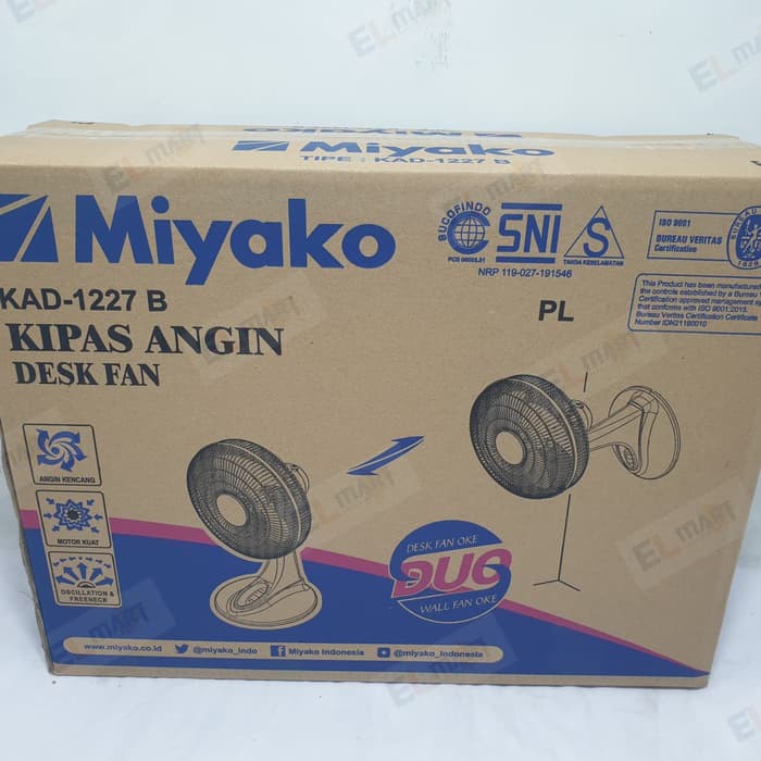 Kipas Angin Duo 12 inch MIYAKO KAD 1227B  1227  Desk Fan Wall Fan 12&quot; Kipas Angin Dinding Meja 12 inci