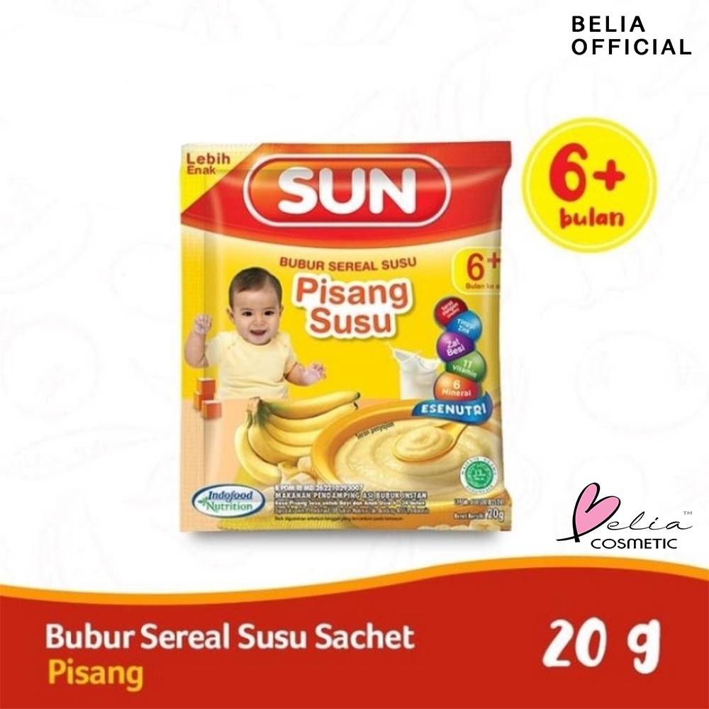 ❤ BELIA ❤ SUN Bubur Sereal Susu Marie Biscuit | SACHET 20g 80g 120g | Bayi 6+ bulan keatas | Instant | Snack | Makanan Aman Baby | Sehat | MPASI | BPOM