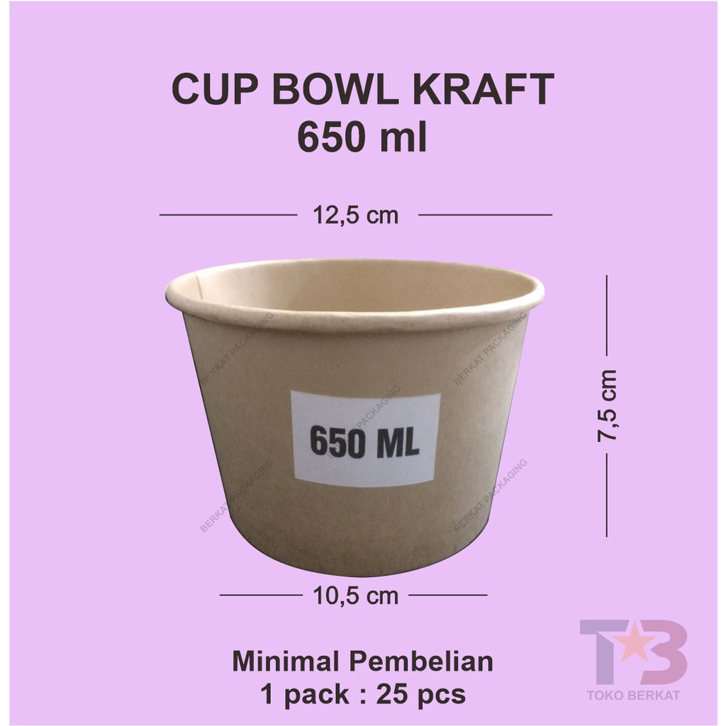 Cup Bowl Kraft 650ml 22oz STARPACK TANPA TUTUP / Paper Bowl Kraft 650ml 22oz / Mangkuk Kertas / Soup