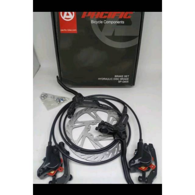 Brake set hydraulic disc brake rem cakram hidrolik rem minyak merk pacific untuk sepeda mtb lipat