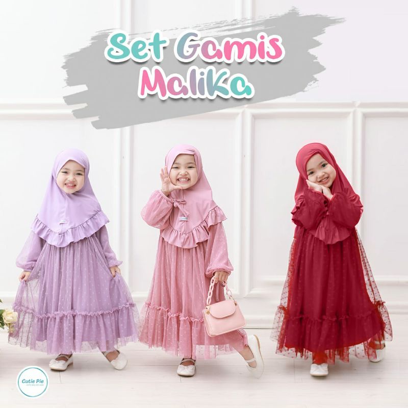 GAMIS PESTA ANAK MALIKA DAN AYUMI TILE TULE DOTTY POLKADOT STAR SNOW