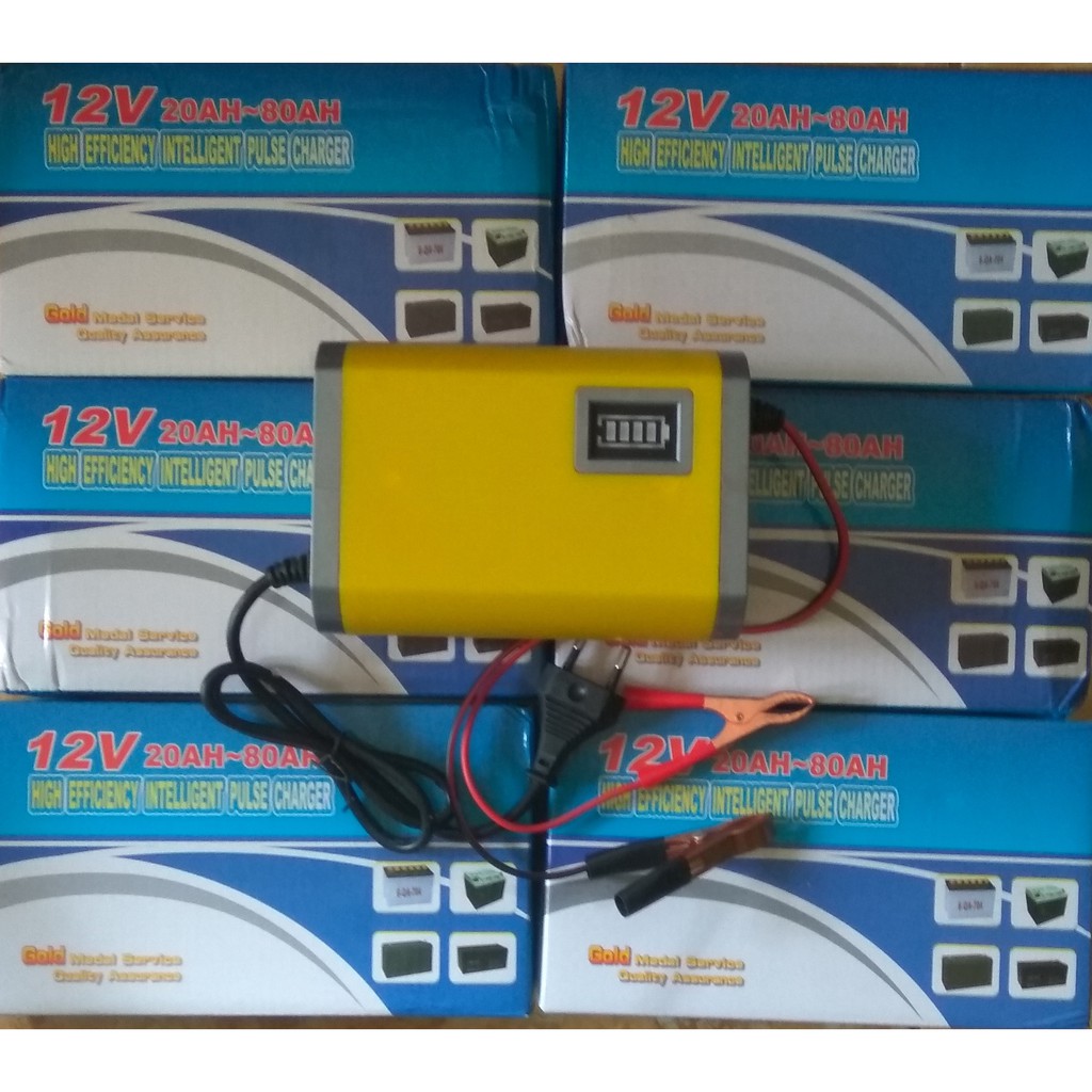 Cas Aki 6 Ampere 12V Charger Aki Otomatis Kuning Untuk Mobil dan Motor