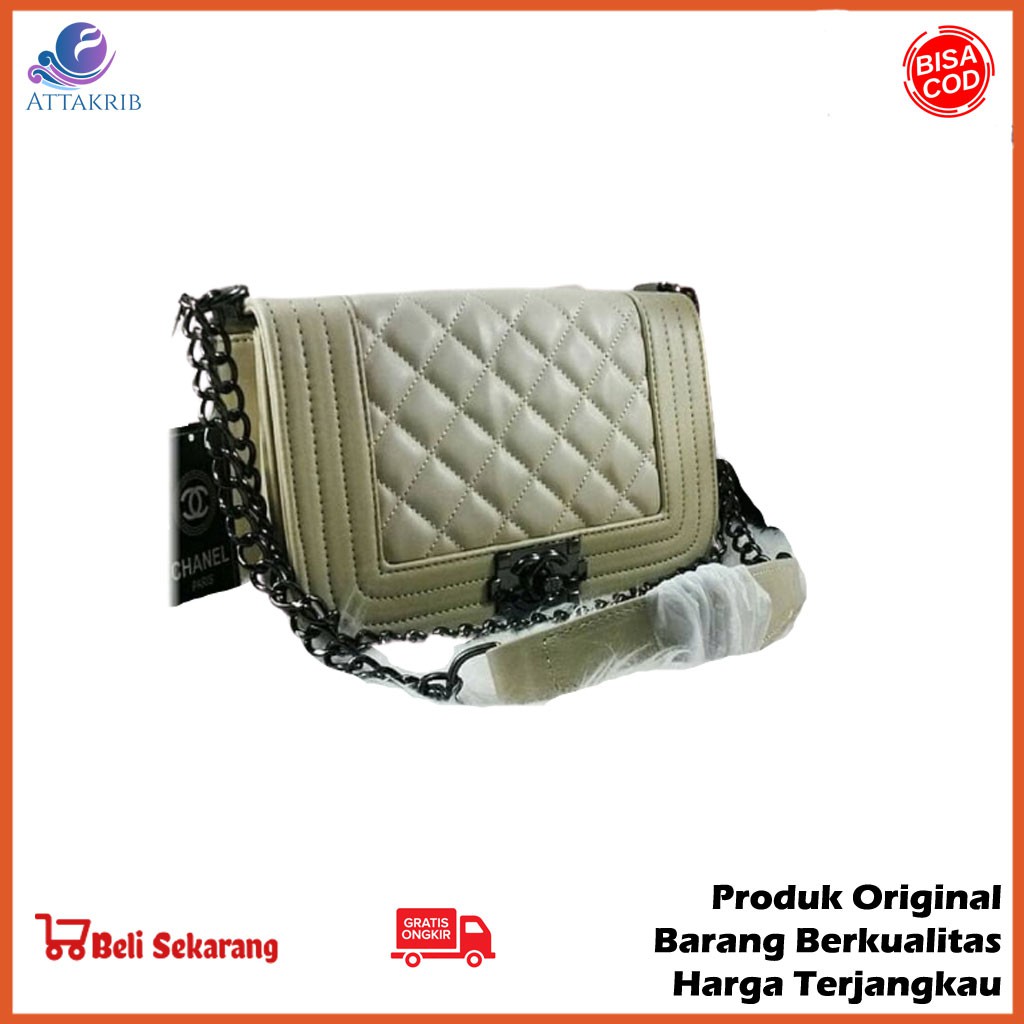 Tas Selempang Polos Terbaru Rantai Kecil Tas Bahu Cewek Warna Lilac Frame Bag X9U2 Kekinian Tas