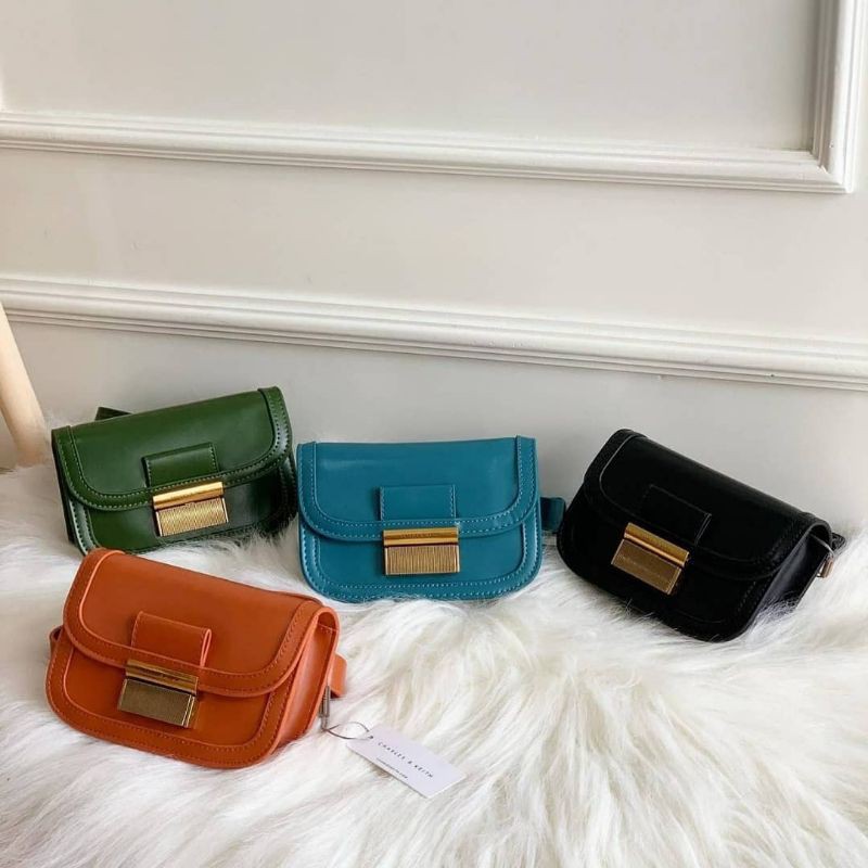 CK Metallic Push-Lock Front Flap Bag