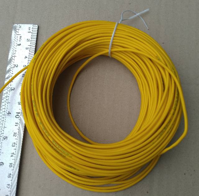 Kabel awg18 awg 18 serabut tembaga 0.75 kuning paket roll 50 m