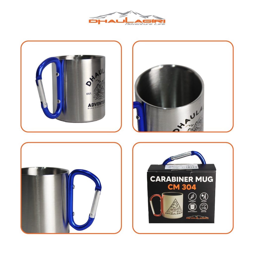 Dhaulagiri Carabiner 304 220 ML Mug Carabiner/Gelas kemping stainles stell