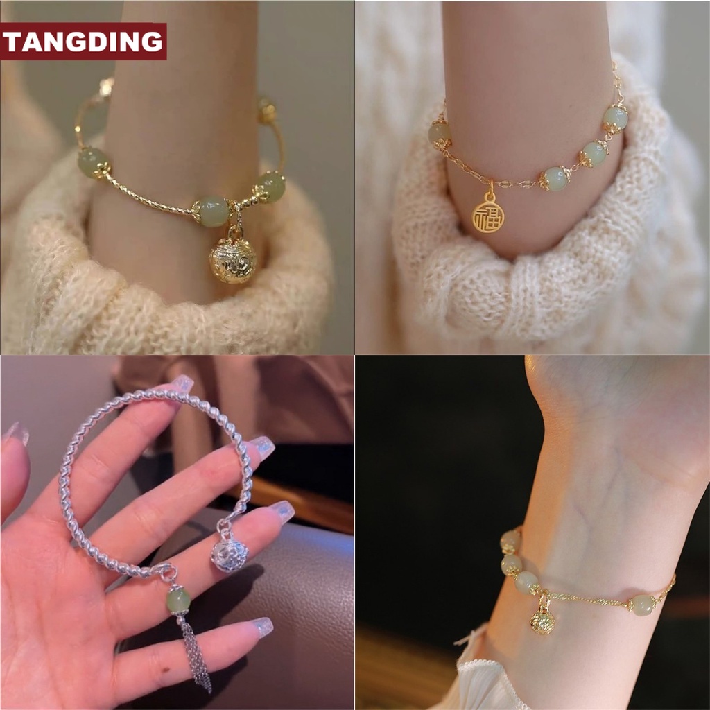 【COD Tangding】Gelang Kawat Dengan Liontin Lonceng Untuk Wanita