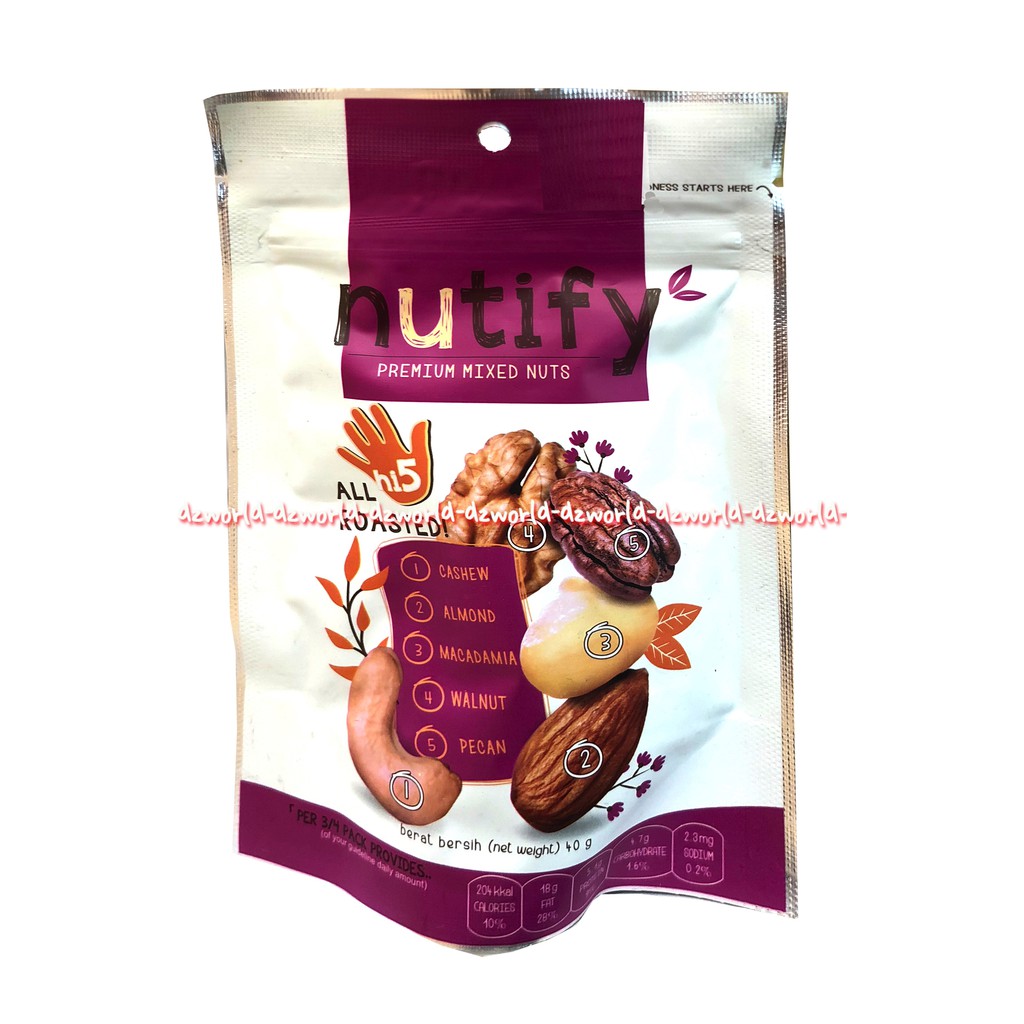 Nutify Premium 60gr Mixed Nuts All Roasted KacangKacang Mete Almond Kacang Panggang