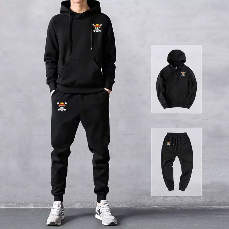 STELAN ( LUFFY ) STELAN PRIA DEWASA 1 SET SWEATER HODDIE + CELANA PANJANG JOGGER