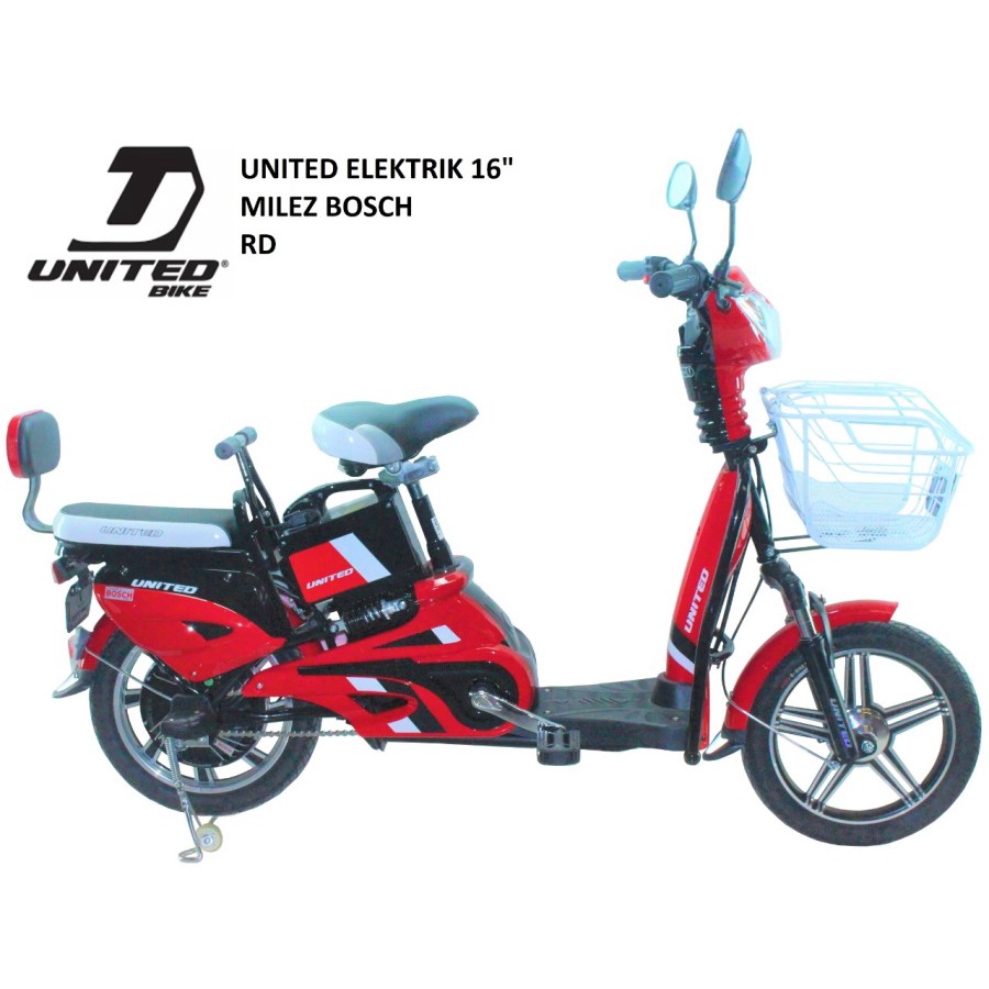 Jual Sepeda Listrik United Milez Bosch 16" RD motor boncengan aki