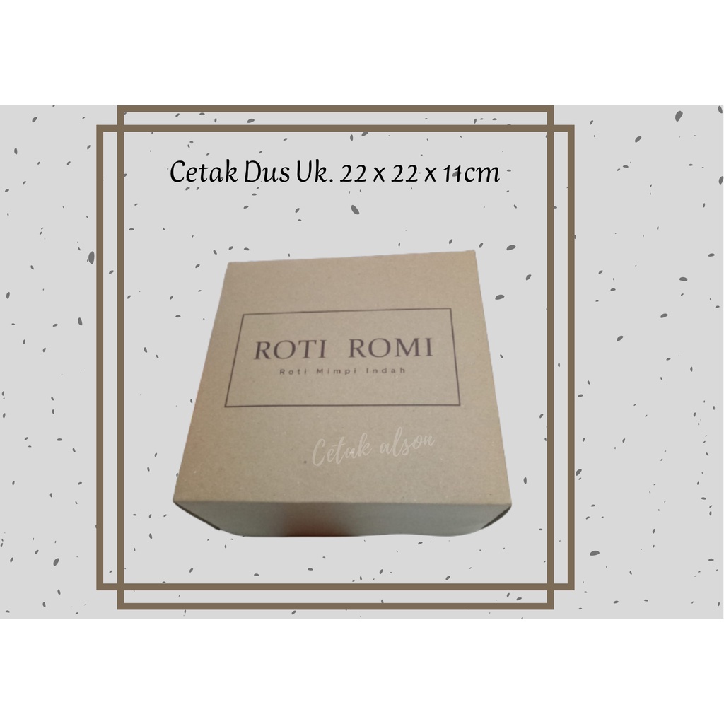 Cetak Custom Box Roti/ Cake/ Kue Box/ Dus/ Kraft/ Uk. 20 x 20 x 7 cm (pisah)