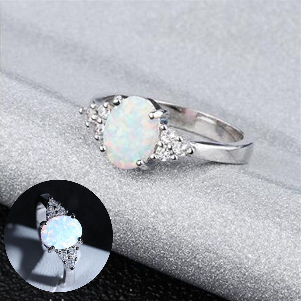 WONDERFUL Hot White Opal Ring Wedding Fashion Crystal Party Jewelry Gift for Women New Trendy Valentine's Day Gift